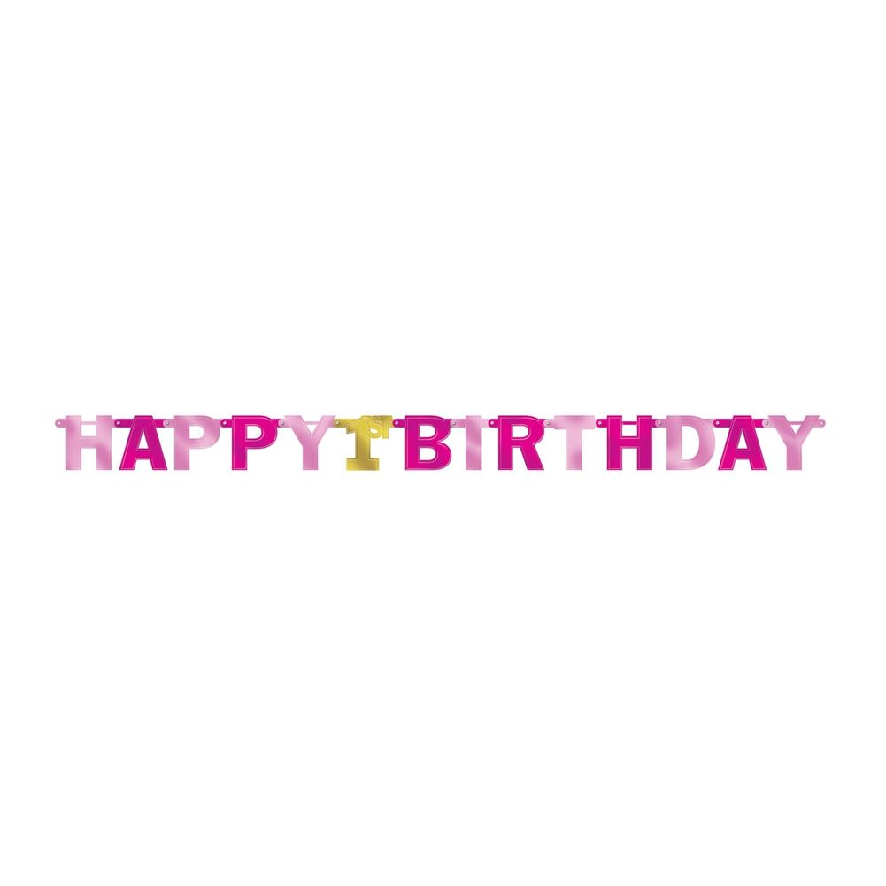 Premium 1st Birthday Pink Letter Banner