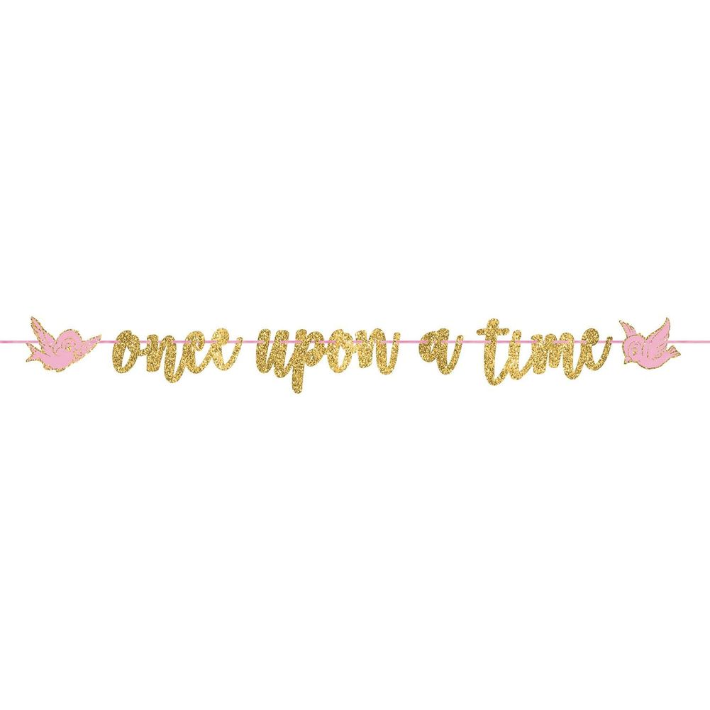 Gold Glitter "Once Upon A Time" Script Letter Banner