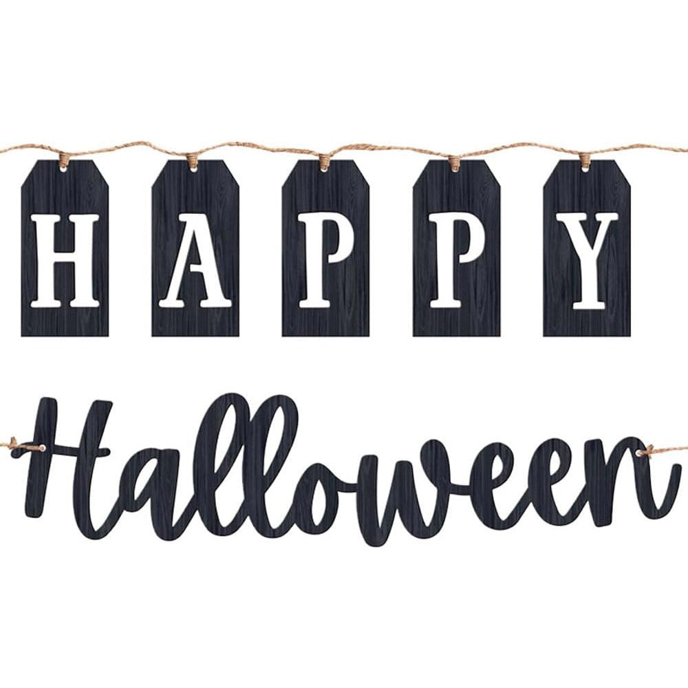 Classic Black & White Happy Halloween Banners