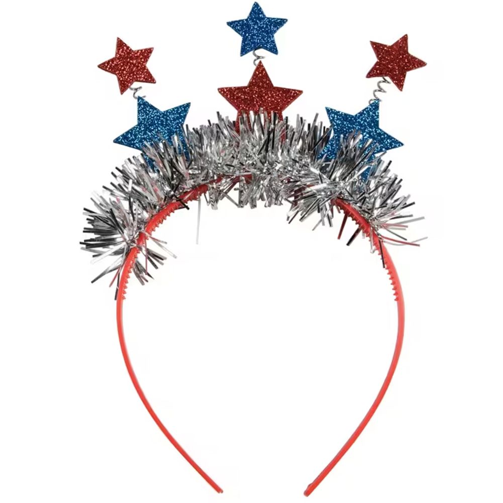 Patriotic Glitter Star & Tinsel Head Boppers (1ct)