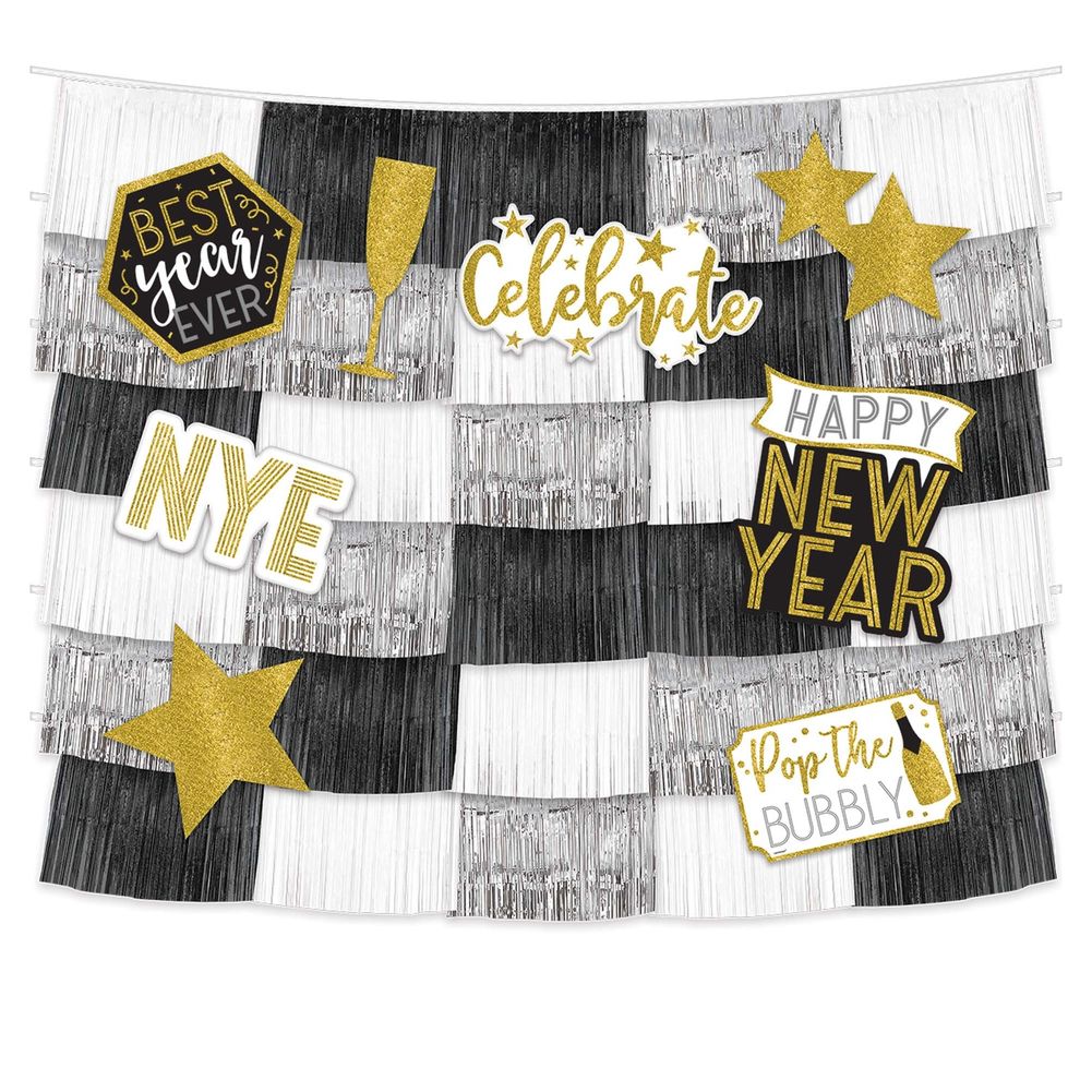 New Year's Fringe Backdrop with Cutouts (15 ct)