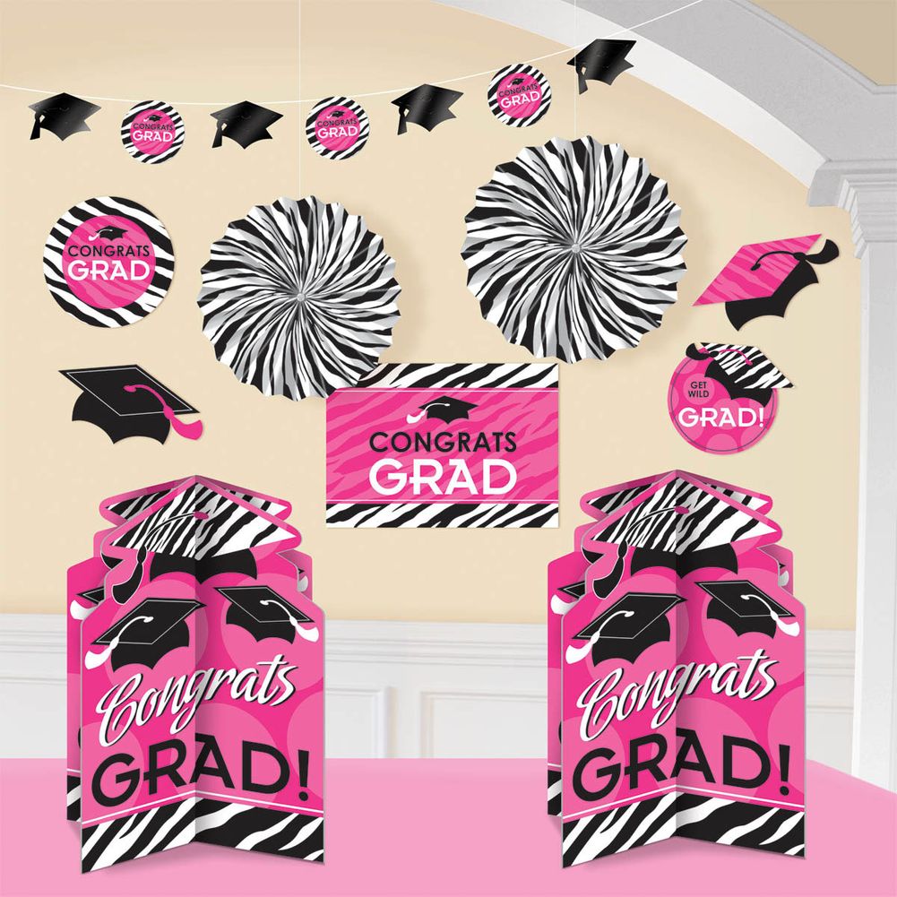 Graduation Decorating Kit Pink And Black