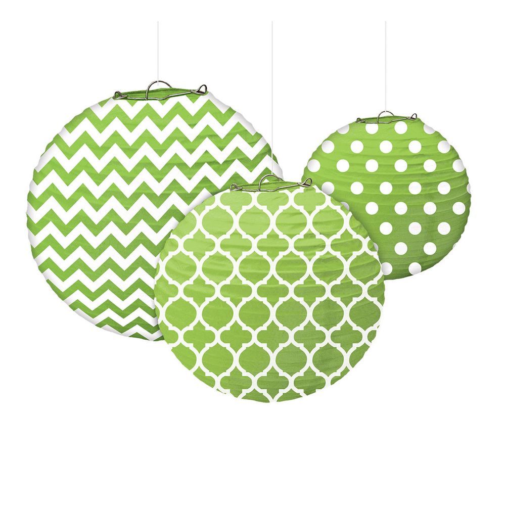 Kiwi Printed Lanterns, 3ct