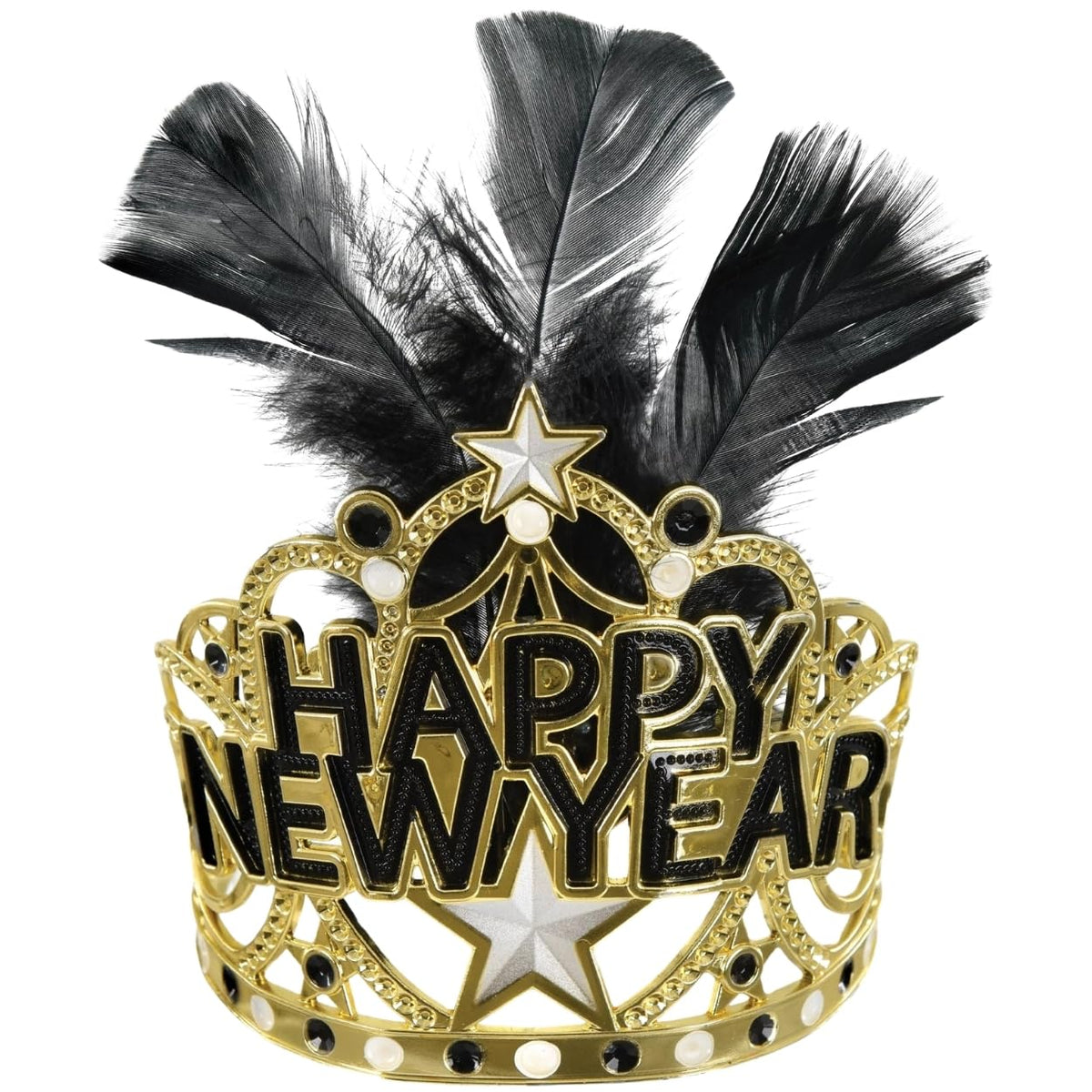 Happy New Year Tiara Black, Silver, Gold