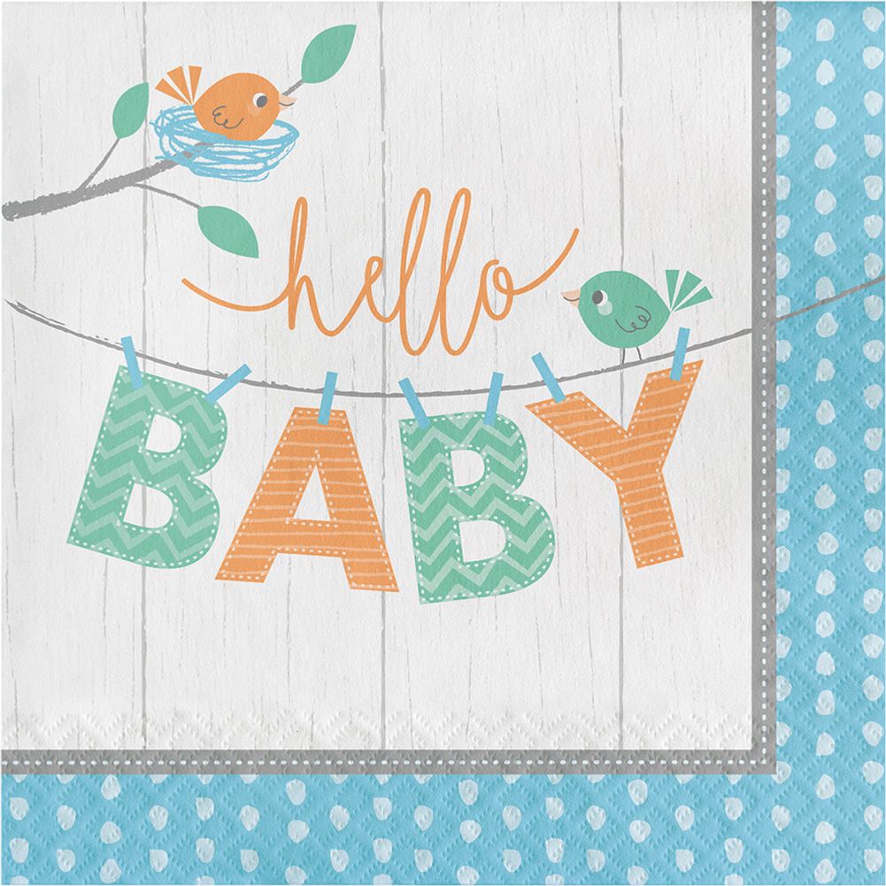 Hello Baby Boy Luncheon Napkins (16 ct)