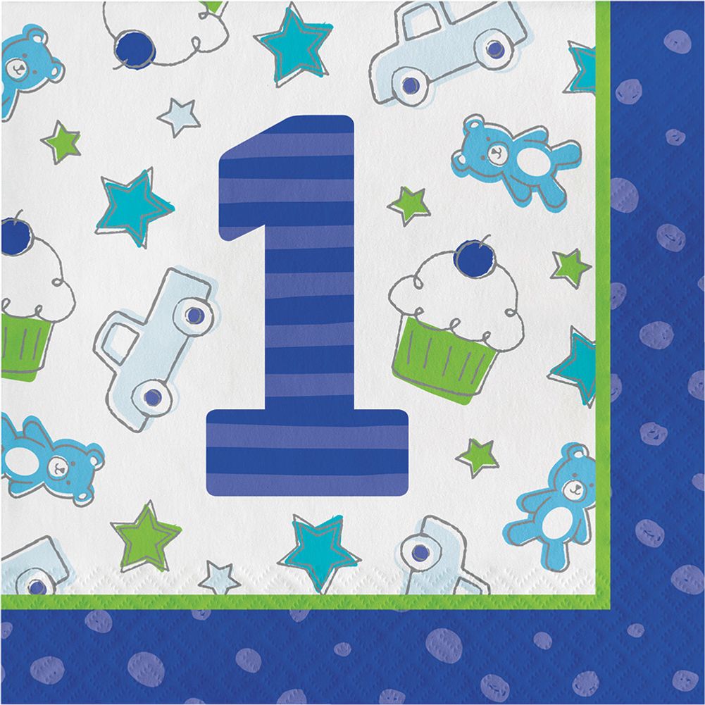 Doodle 1st Birthday Boy Luncheon Napkins (16 ct)