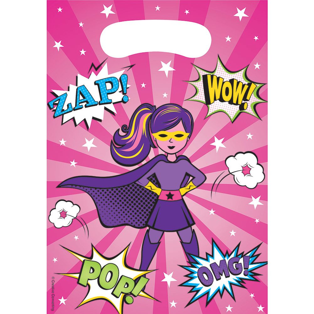 Girl Superhero Loot Bags (8 ct)