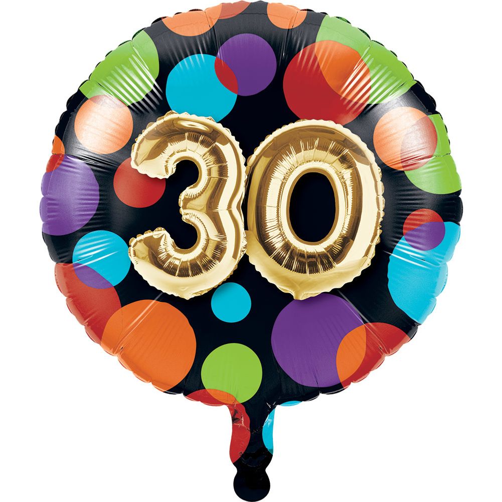 30th Birthday 18" Round Foil Balloon