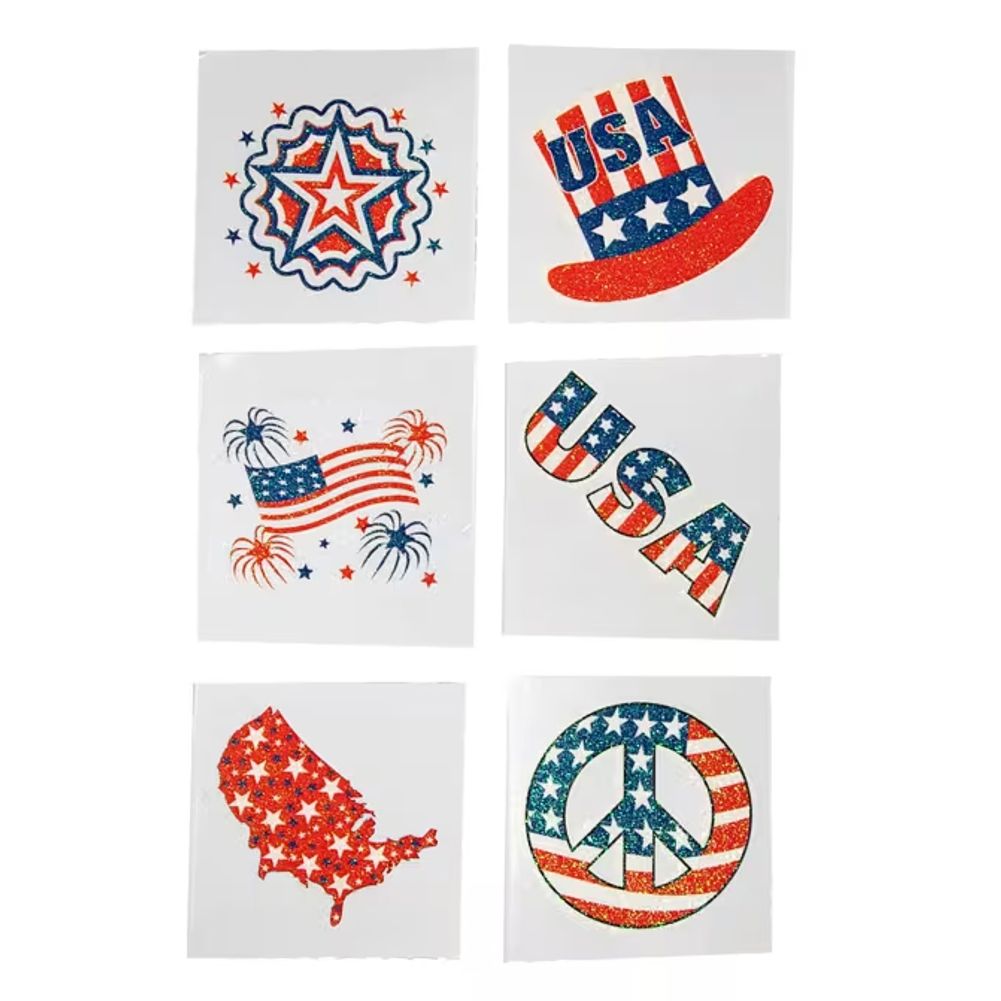 Patriotic Glitter Temporary Tattoos (36ct)