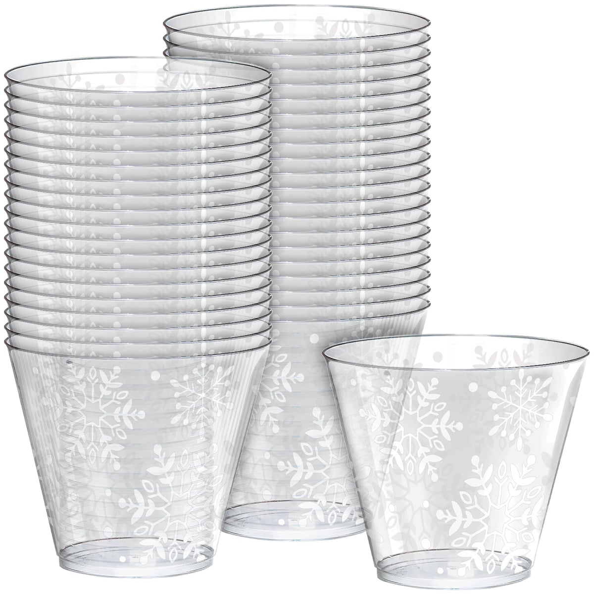 Snowflake Plastic Tumblers, 9 oz.