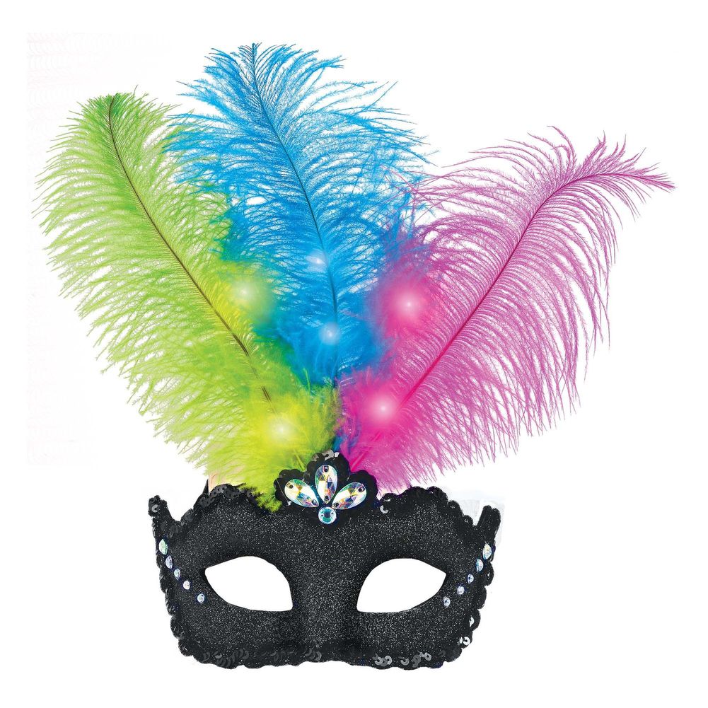 Light-Up Feather Masquerade Mask