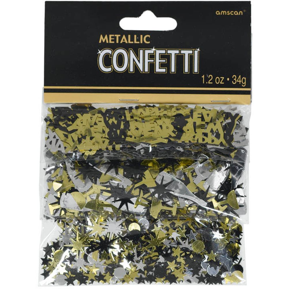 Black Gold Silver New Year's Confetti