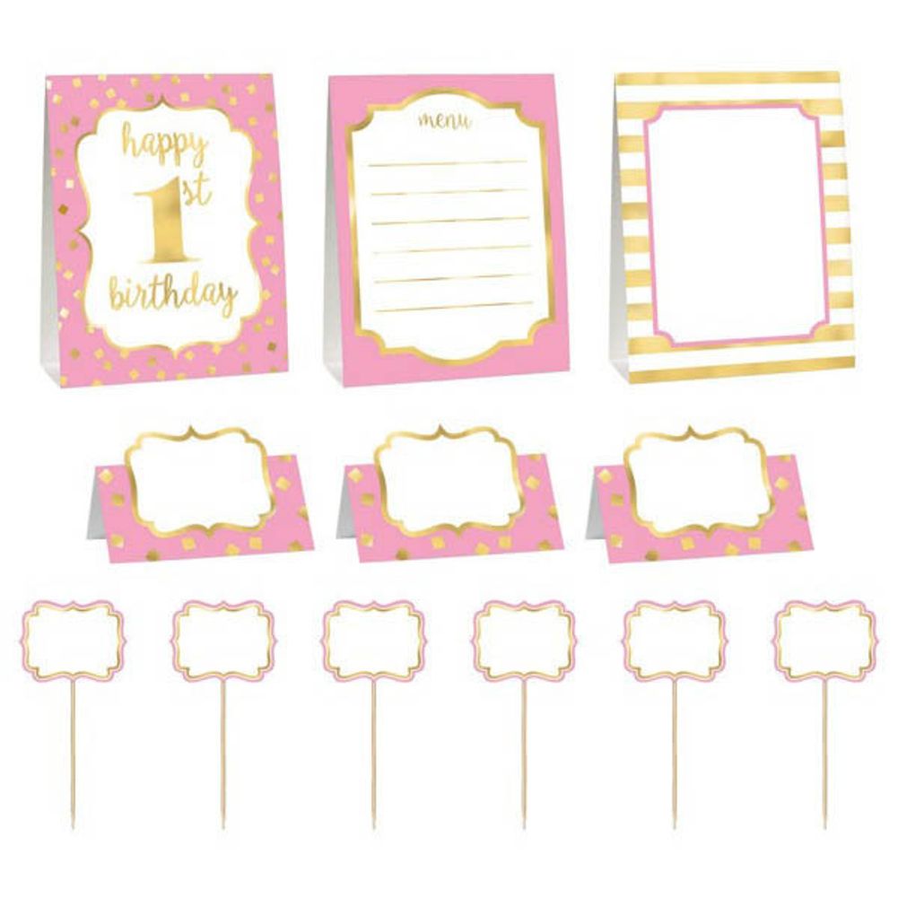 1st Birthday Pink Buffet Decorating Kit
