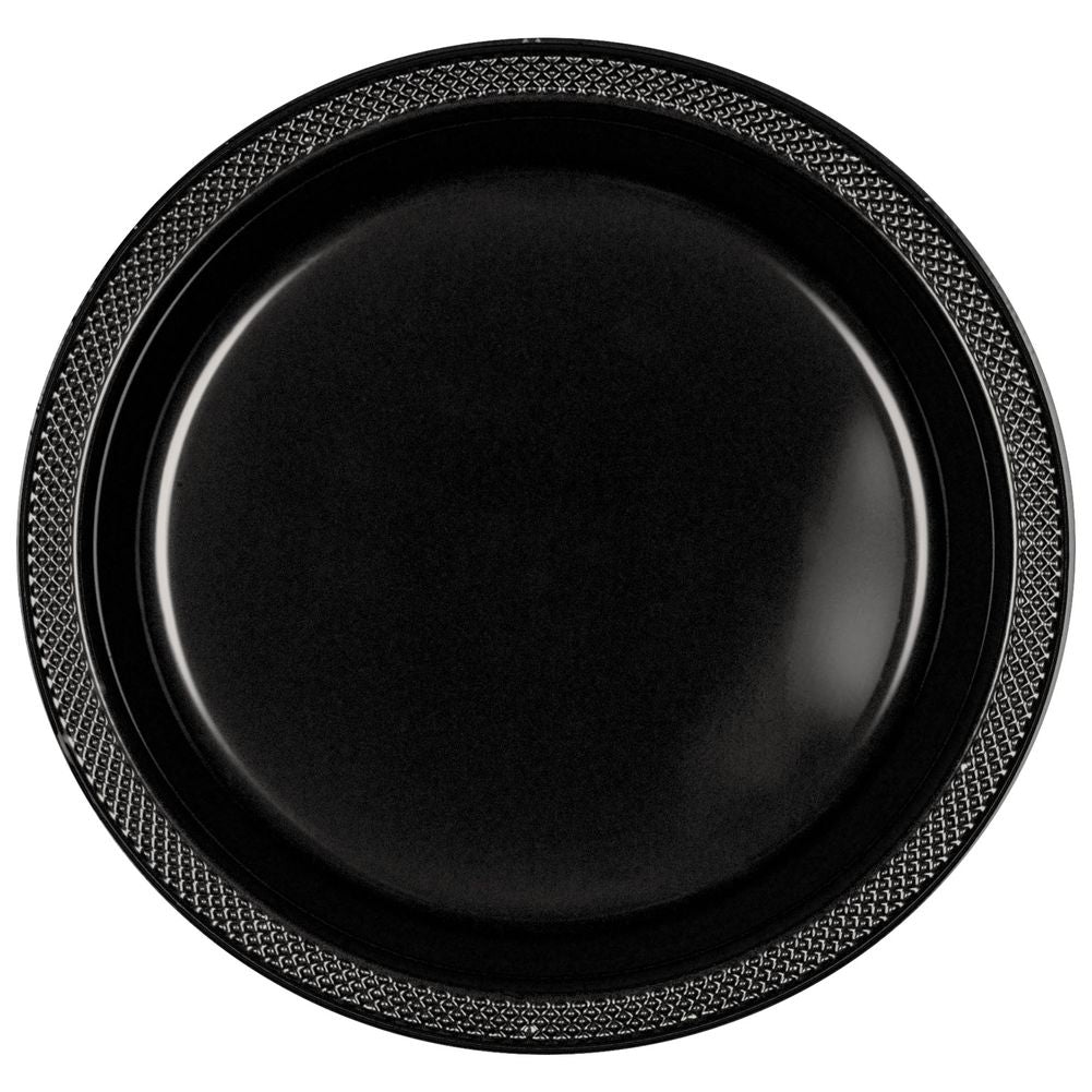 Jet Black Plastic Dinner Plates (20ct)