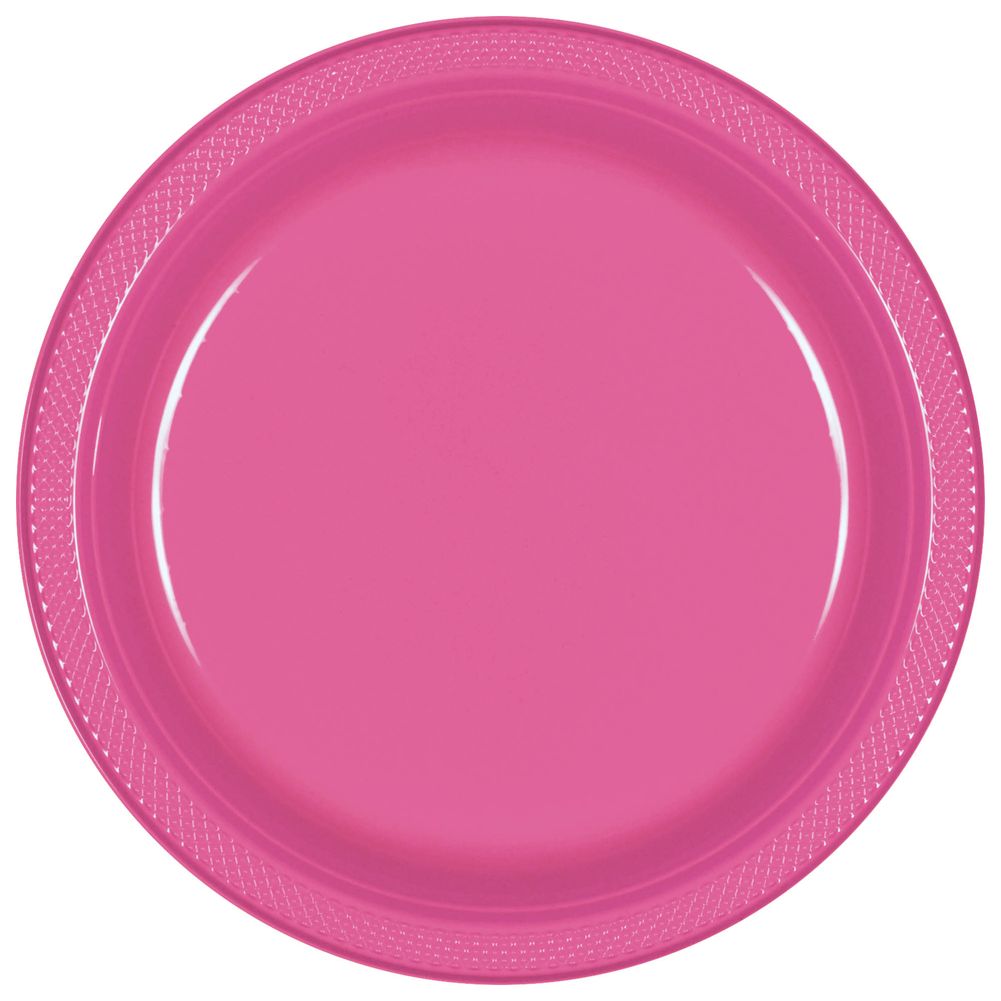 Bright Pink Plastic Banquet Plates (20ct)
