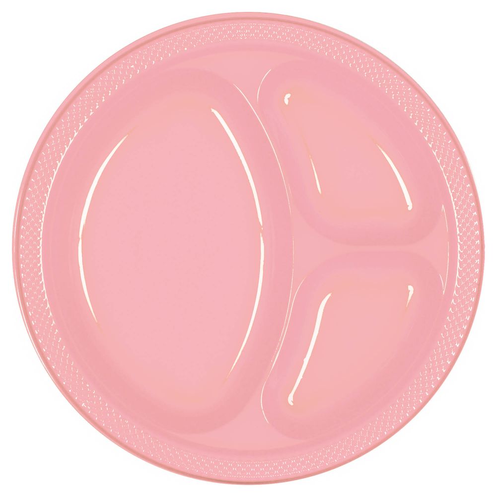 New Pink Divided Plastic Banquet Plates (20ct)