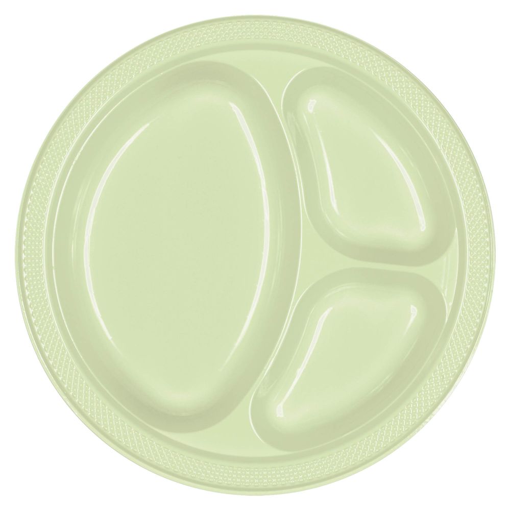 Leaf Green 10.25" Divided Plastic Plate 20 ct