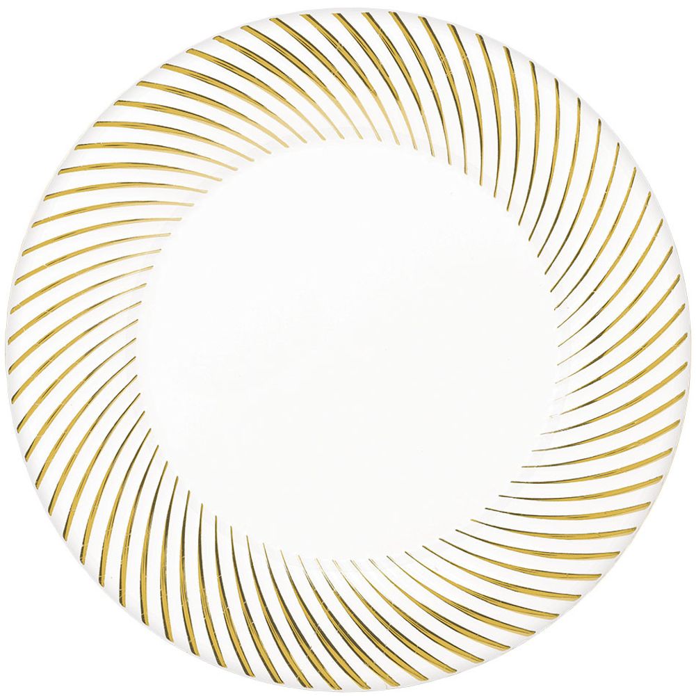 Gold Swirled White Plastic Dessert Plates (20 ct)