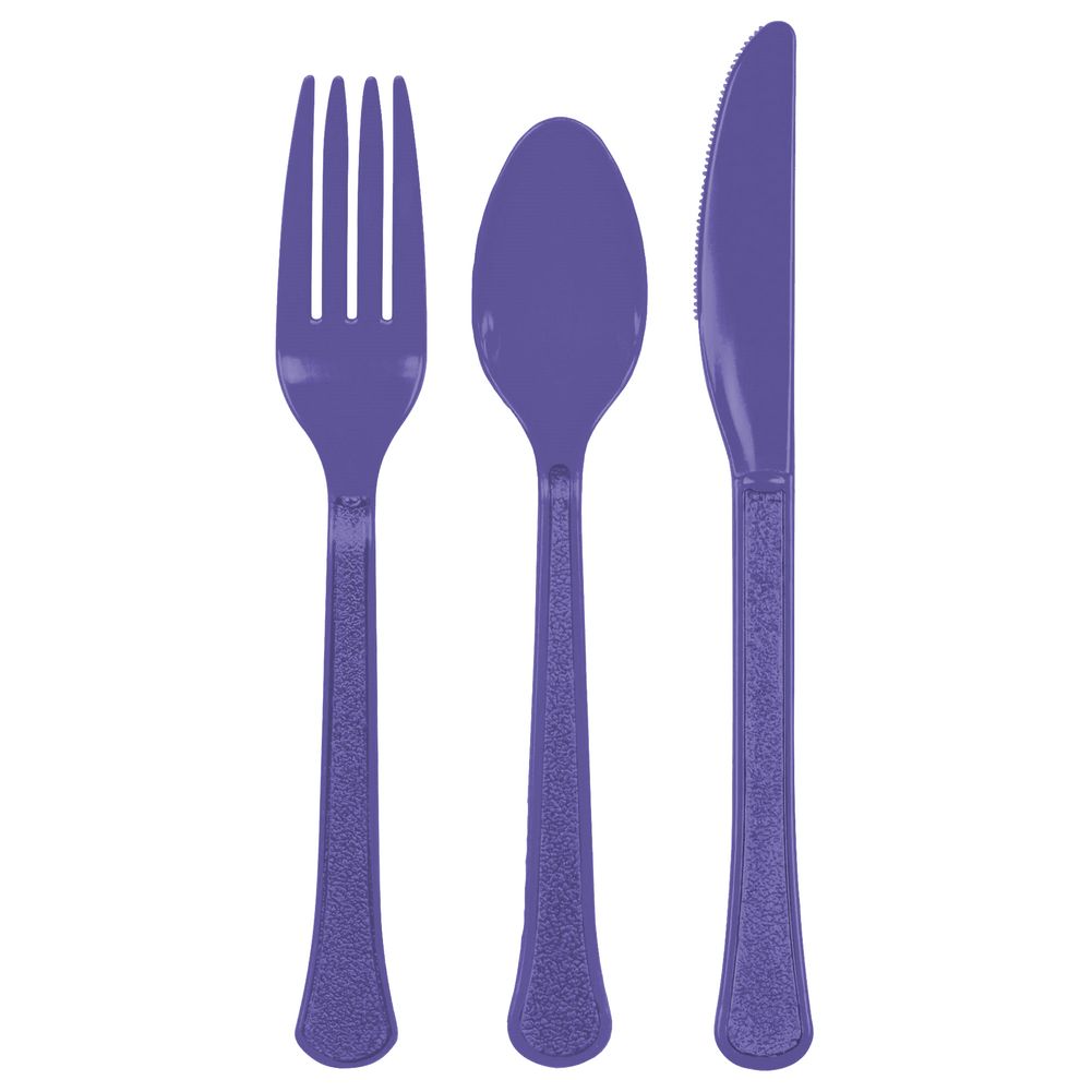 New Purple Assorted Plastic Cutlery (24ct)