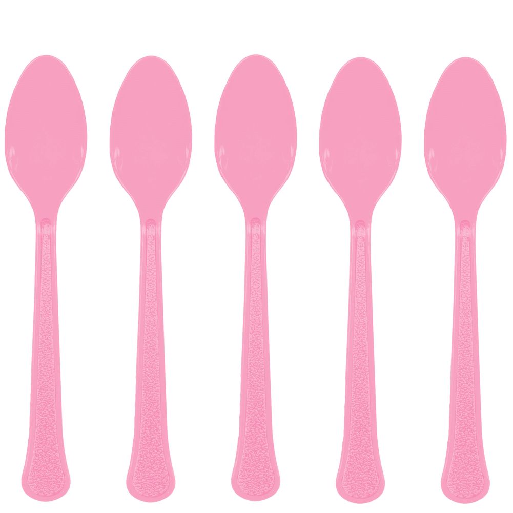 New Pink Midweight Plastic Spoons (20ct)