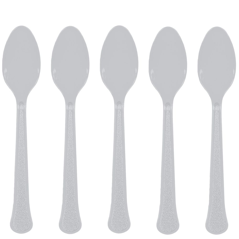Silver Midweight Plastic Spoons (20ct)