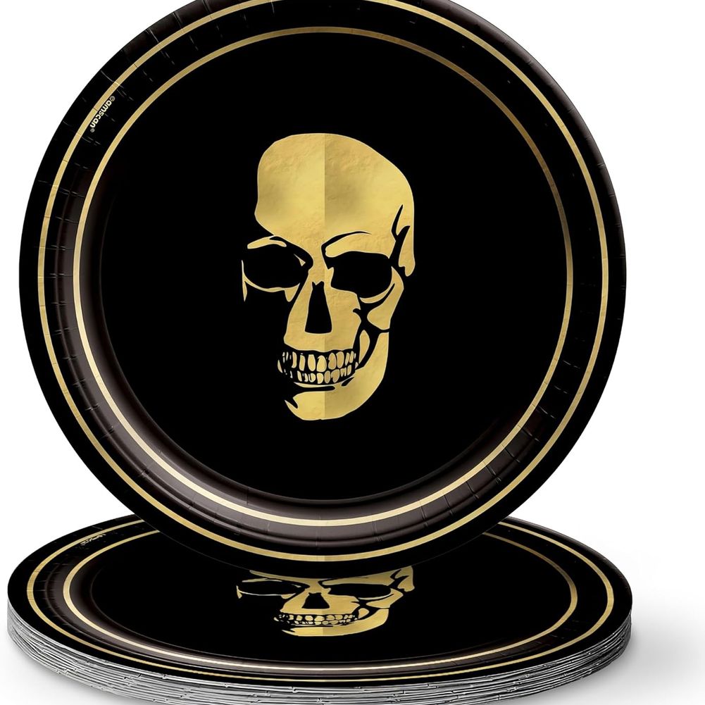 Glam Boneyard 7" Metallic Round Plates (8ct)