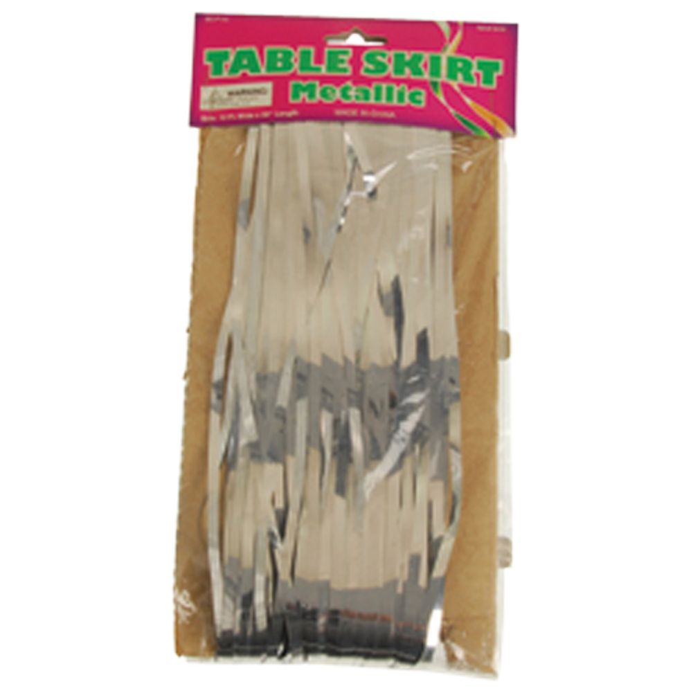Silver Metallic Table Skirt