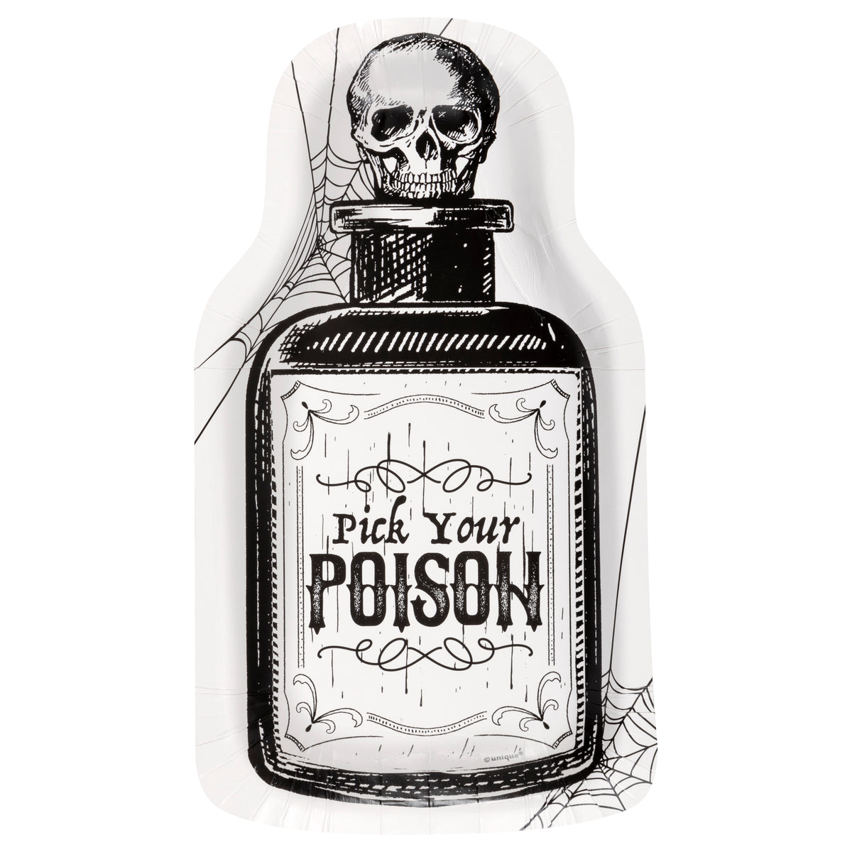 Sketchy Skull Bottle-Shaped 9.5" Plates (8ct)