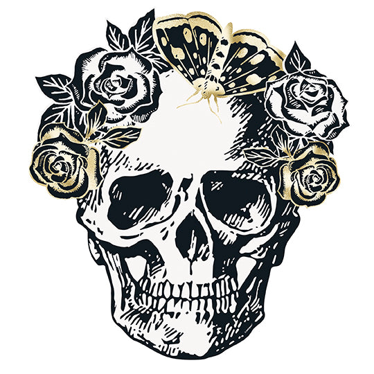 Sketchy Skull-Shaped Paper Placemats Foil Stamped (6ct)