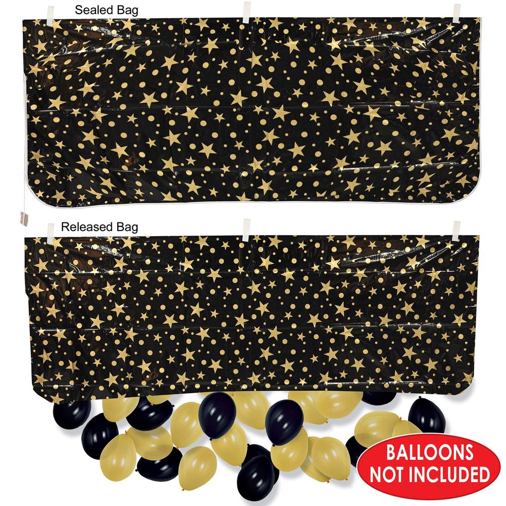 Black and Gold Plastic Balloon Bag