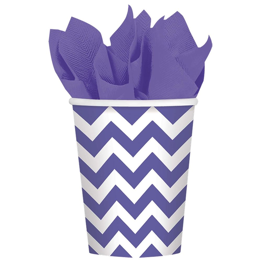 New Purple Chevron 9oz Paper Cups (8ct)