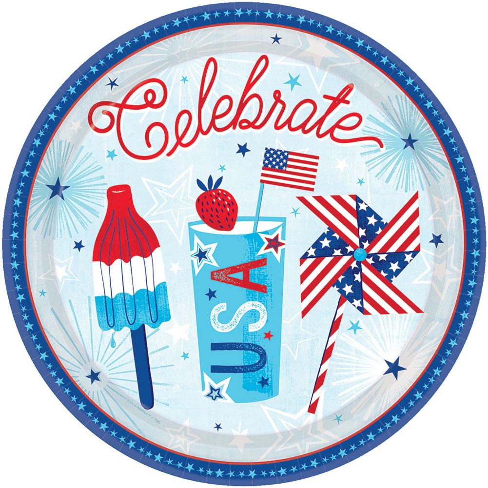 Celebrate USA Patriotic Paper Dessert Plates (18 ct)