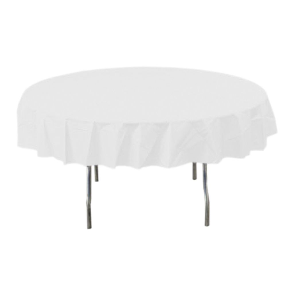 Frosty White Round Plastic Tablecover