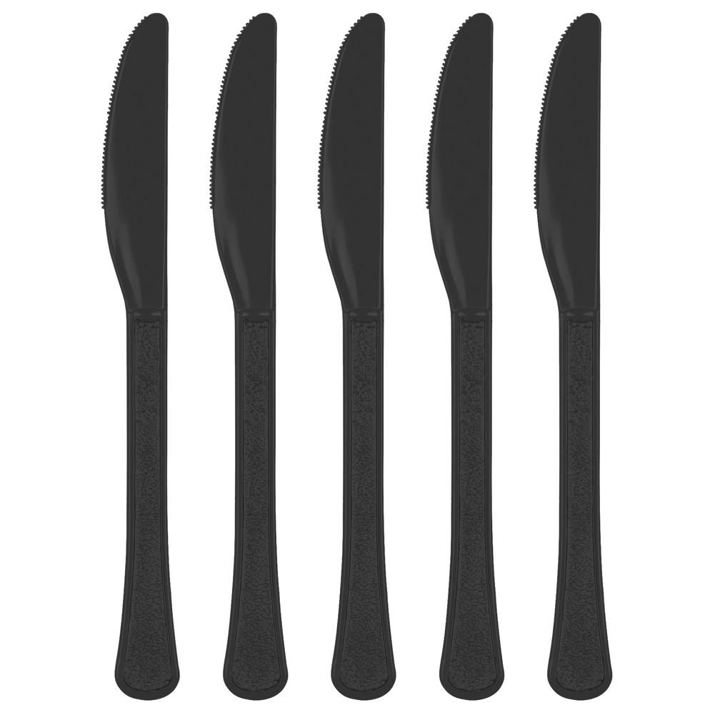 Jet Black Heavy Weight Plastic Knives (20ct)