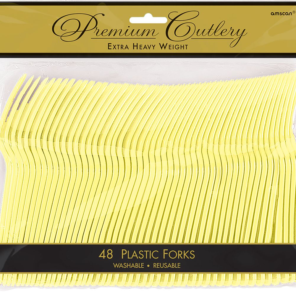 Light Yellow Heavy Weight Plastic Forks (48ct)