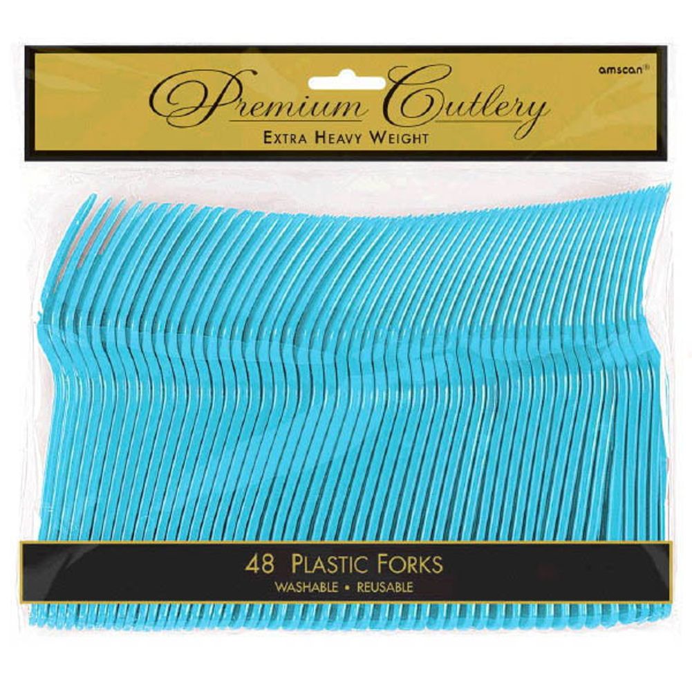 Caribbean Blue Heavy Weight Plastic Forks (48ct)