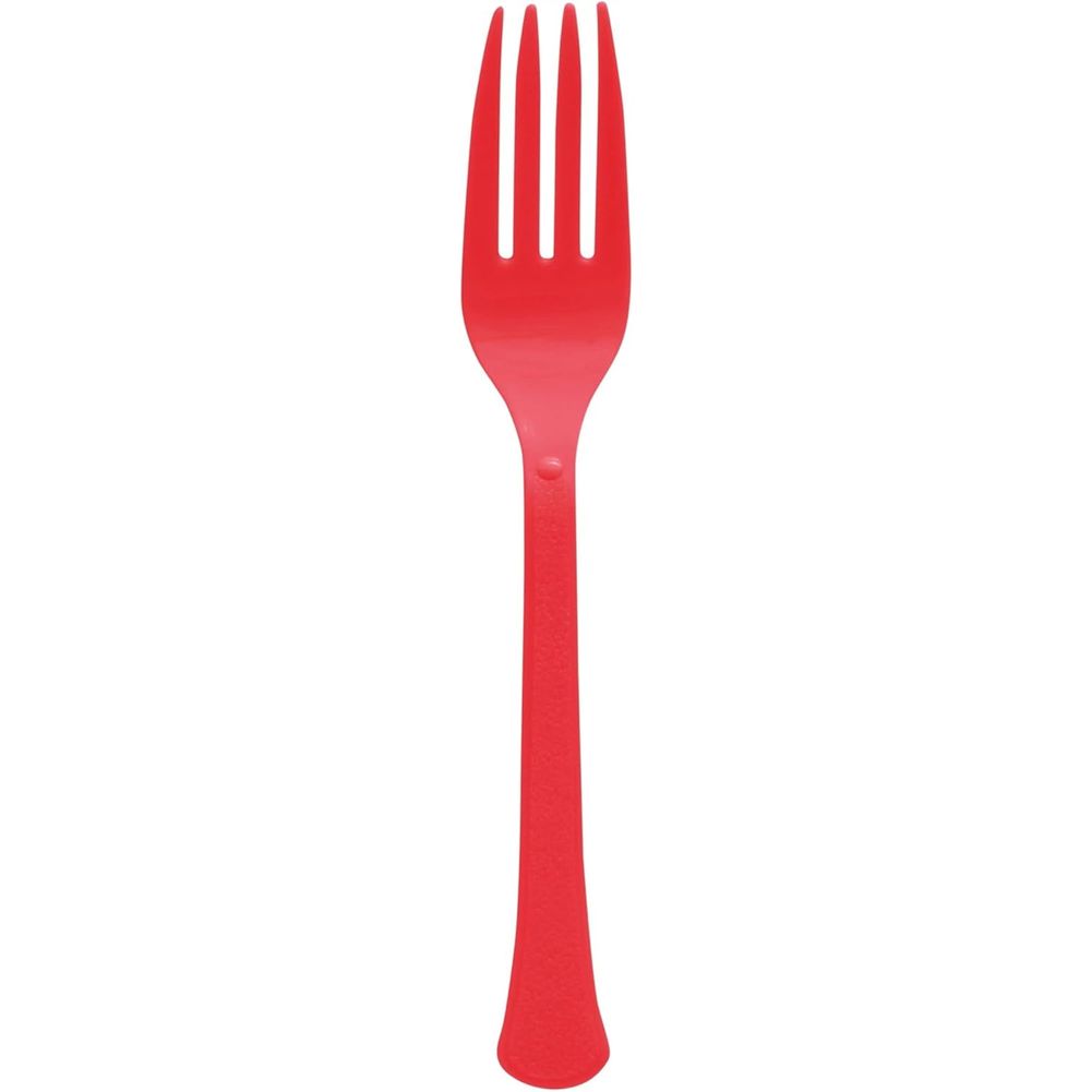 Apple Red Heavy Weight Plastic Forks (48ct)