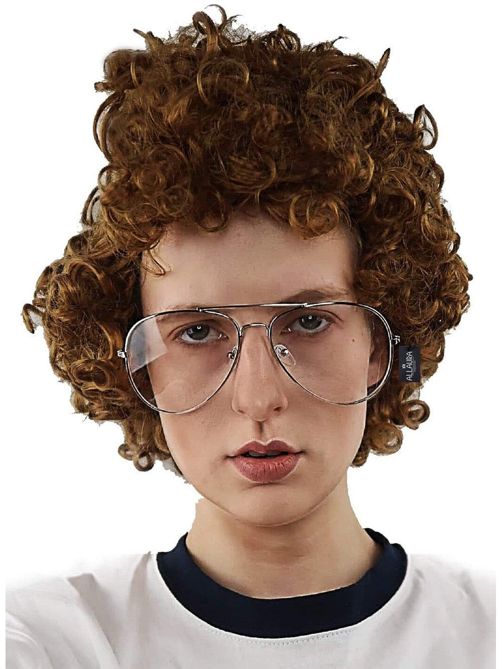 Dynamite Brown Afro Wig & Glasses Set costume wig