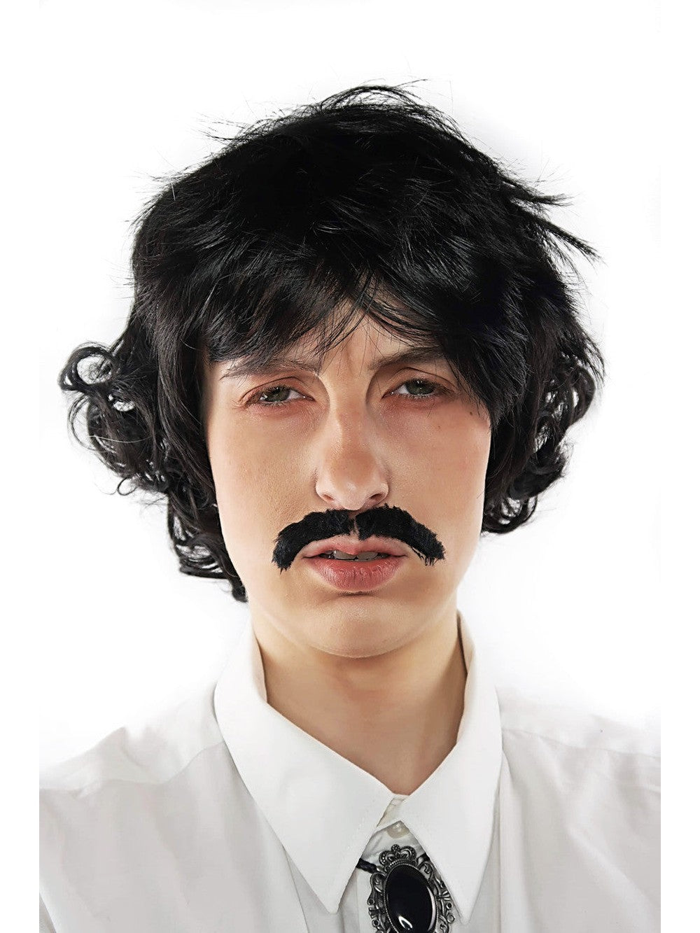 70s Black Shag Wig & Moustache costume wig, photo 1 of 4