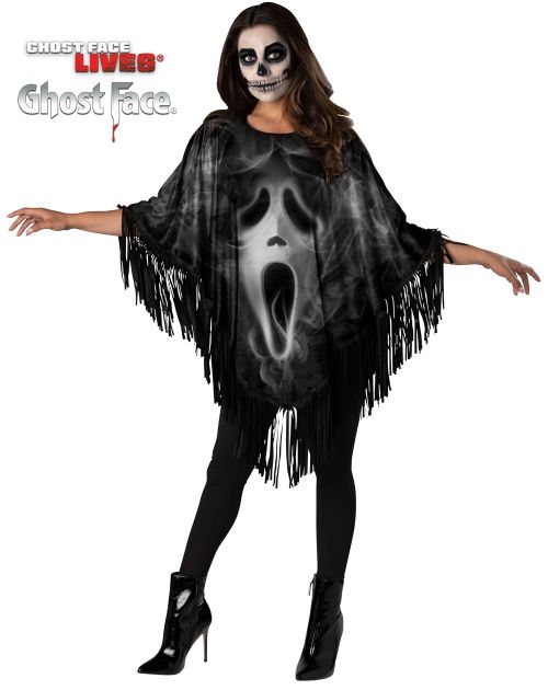 Ghost Face Fringe Poncho O/S
