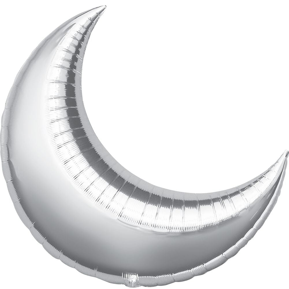 35" Silver Crescent Super Shape Balloon (1ct)