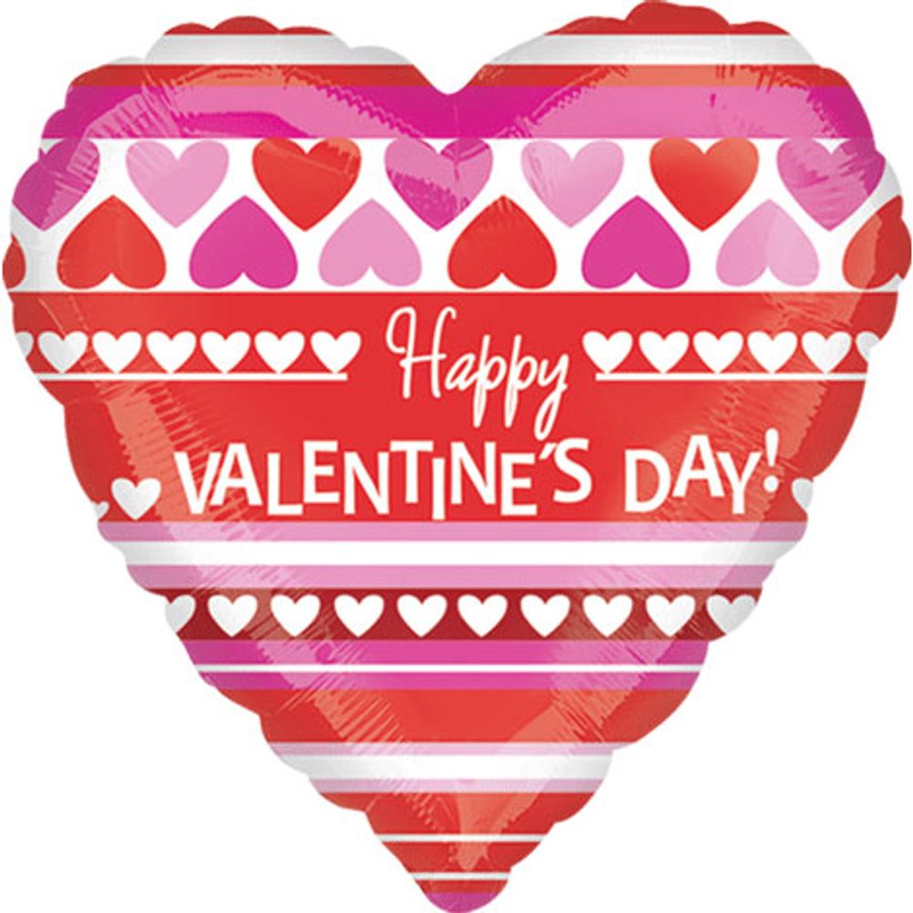 18" Valentine's Day Hearts & Stripes Vlp Foil Balloon (1ct)