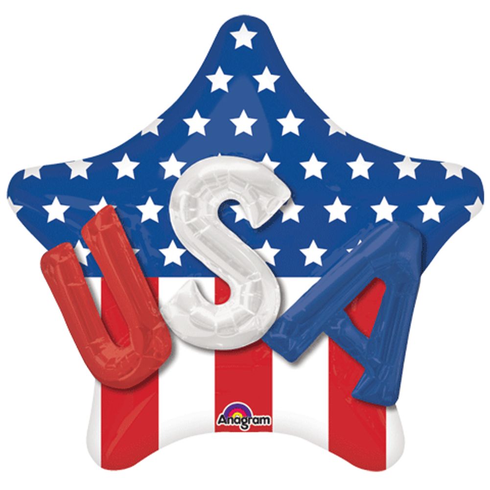 USA On Stars & Stripes Foil Multi-Balloon