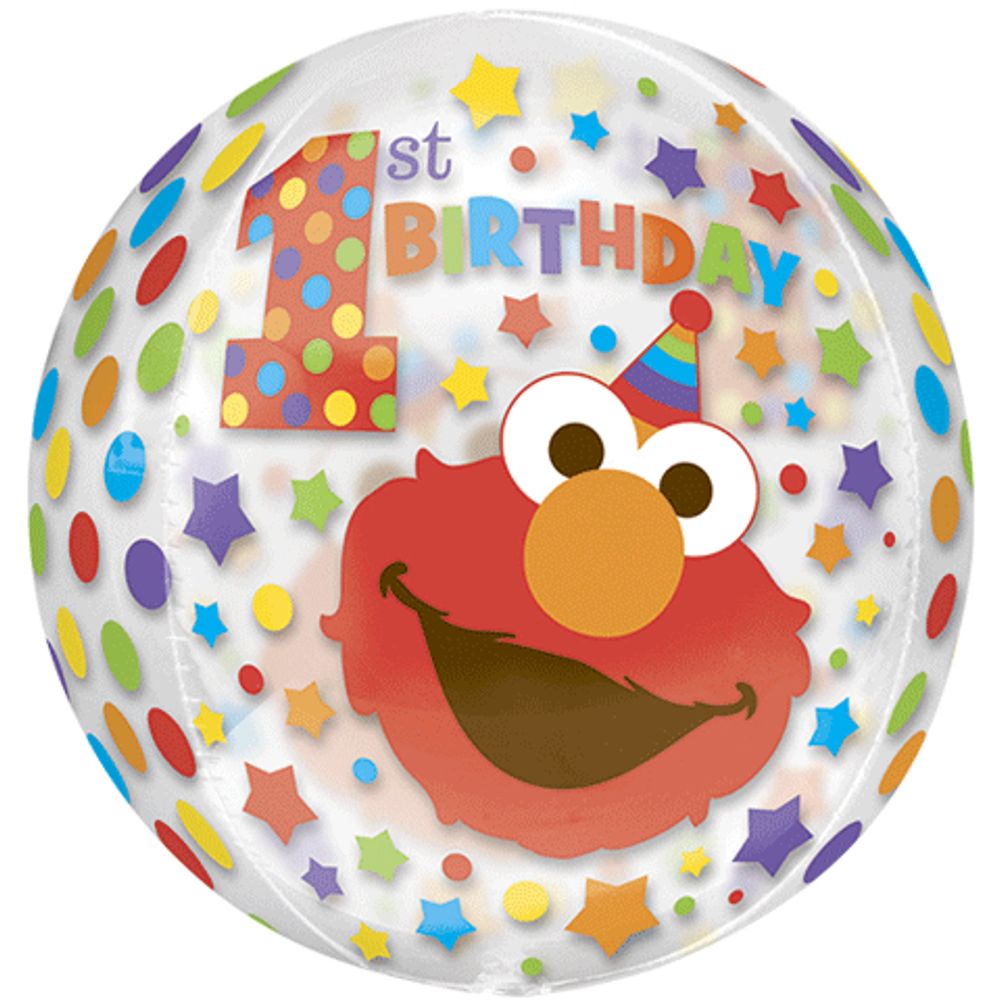 15" SESAME STREET 1ST BIRTHDAY CLEAR ORBZ