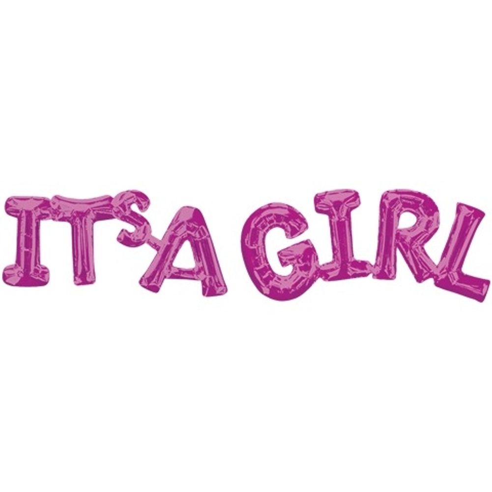 Block Phrase "It's A Girl" Hot Pink Foil Balloon (1ct)