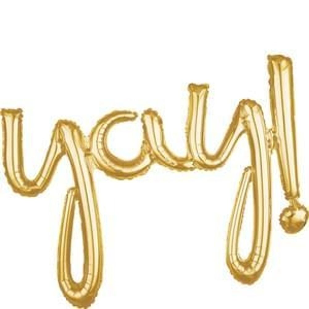 Script Phrase "Yay" Gold Foil Balloon (1ct)