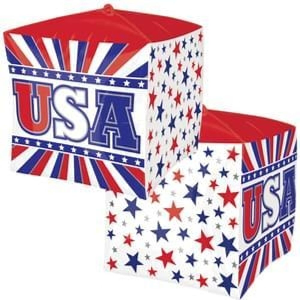 15" USA Stars & Stripes Cubez Foil Balloon