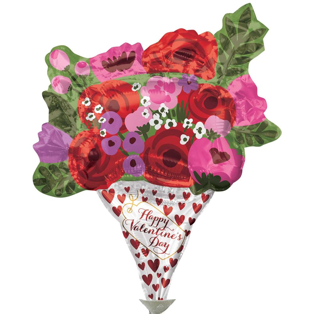 9" Valentine's Day Rose Bouquet Mini Shape Foil Balloon (1ct)