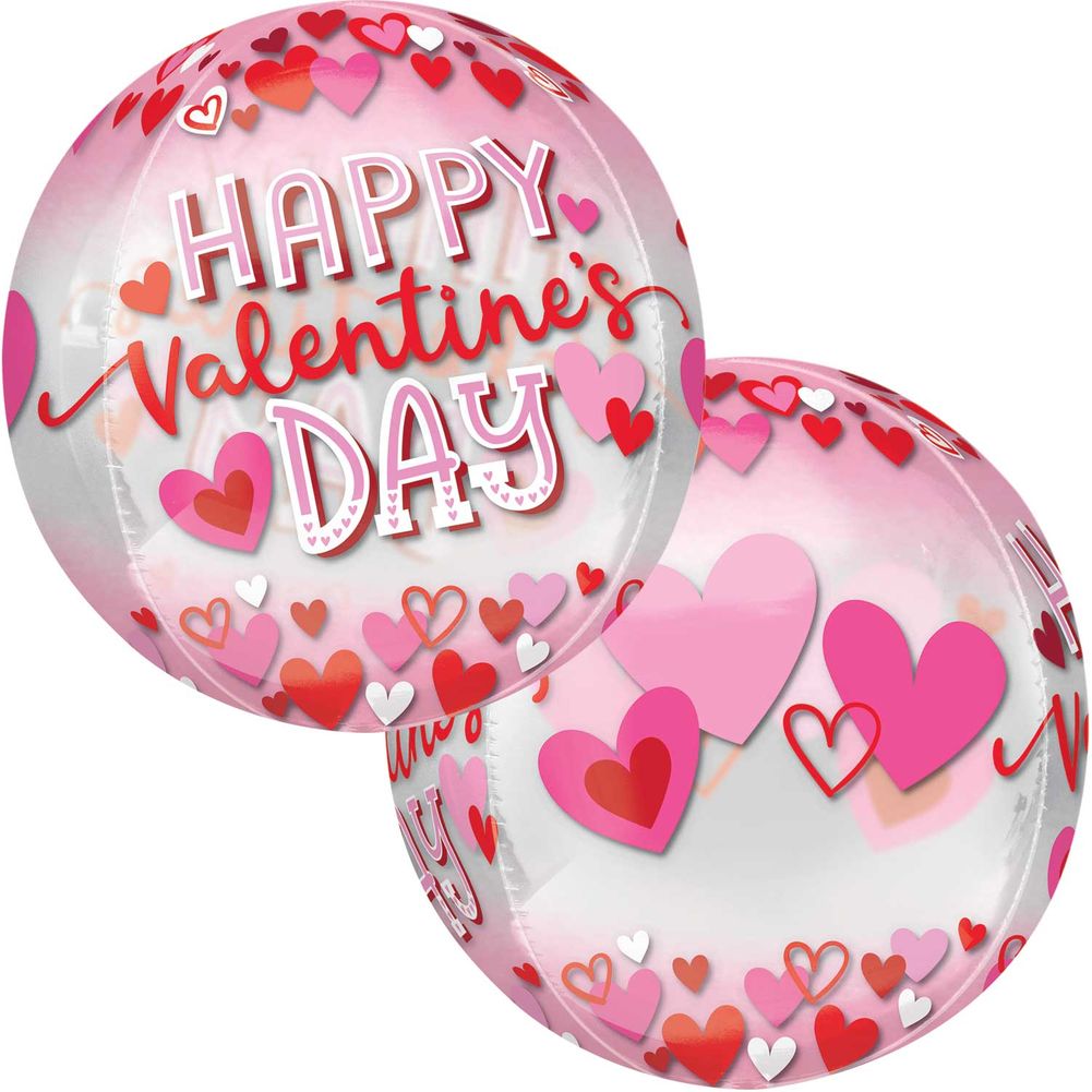 15" Valentines Pink & Red Hearts Orbz Foil Balloon (1ct)