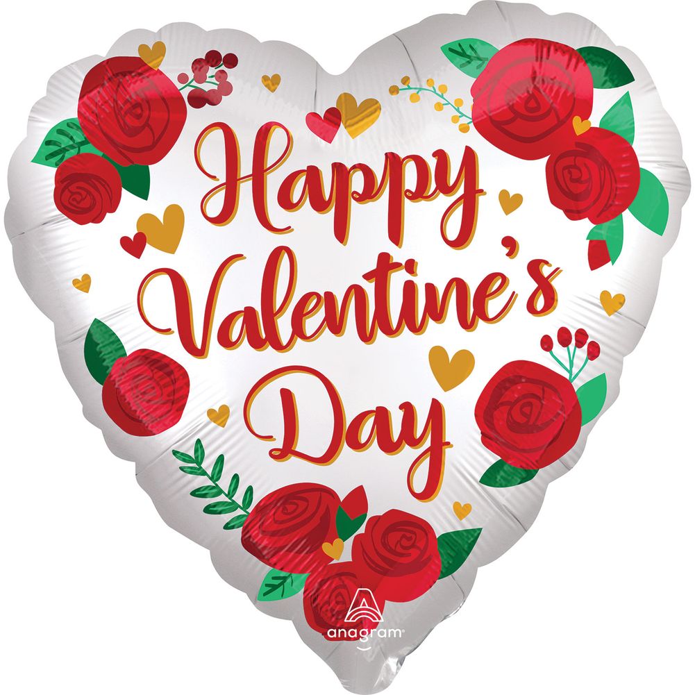 28" Satin Infused Roses Happy Valentine's Day Jumbo Foil Balloon (1ct)
